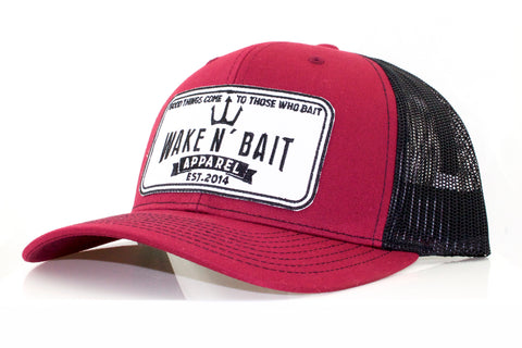 Garnet and Black Curved Bill Trucker w/ Embroidered Patch