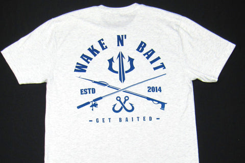 Heather White/Navy Short Sleeve Tri-blend T-shirt - Criss Cross