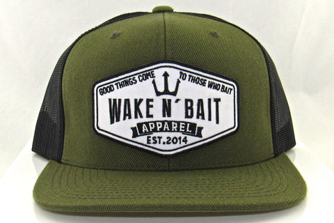 Military Green and Black Flatbill w/ Embroidered Patch