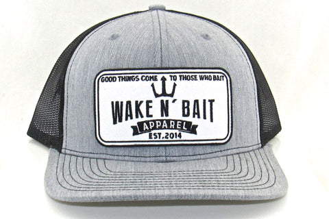 Heather Grey/Black Curved Bill Trucker w/ Embroidered Patch