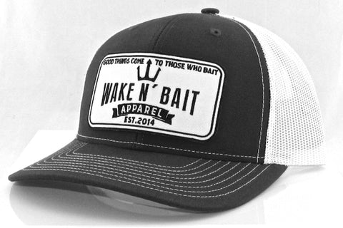 Grey/White Curved Bill Trucker w/ Embroidered Patch