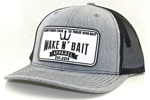Heather Grey/Black Curved Bill Trucker w/ Embroidered Patch